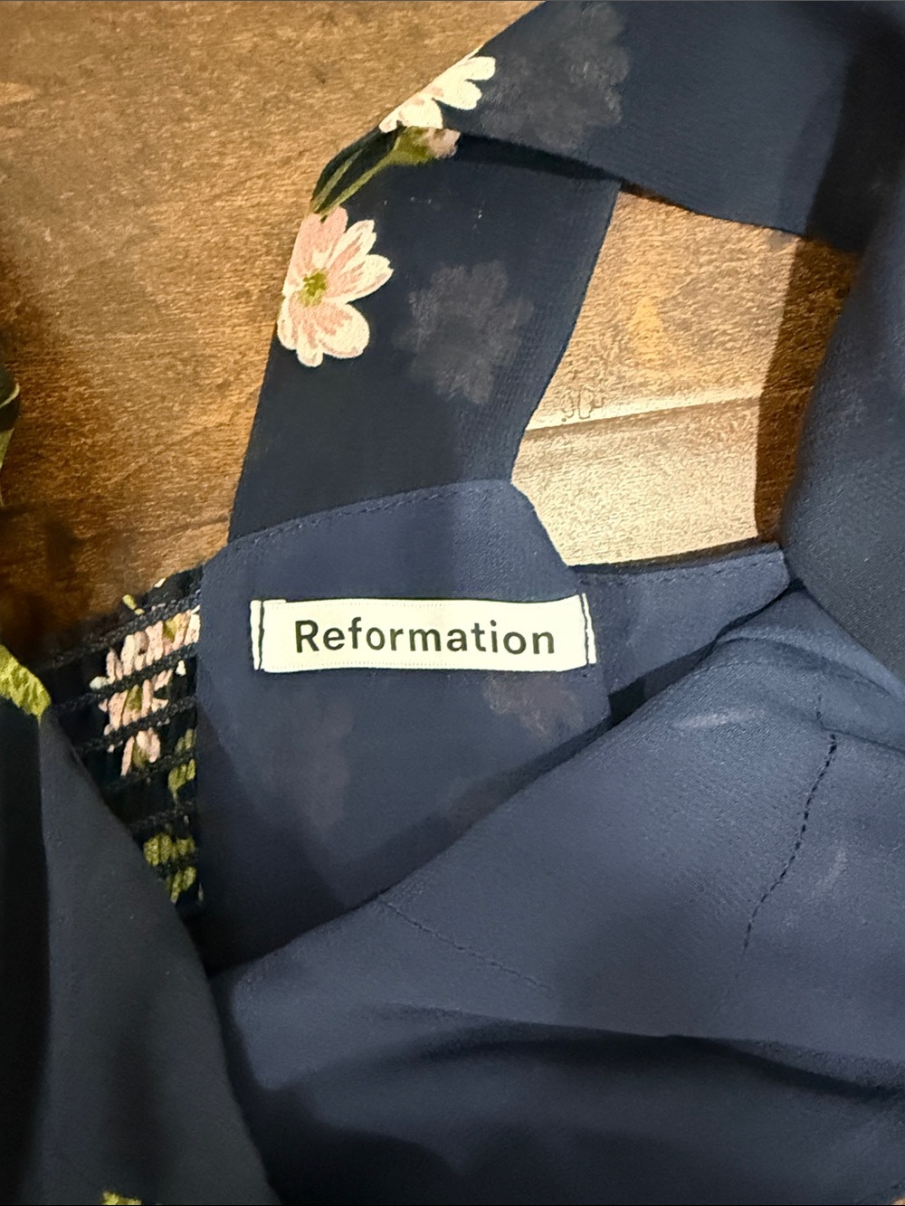 Reformation Navy Floral Maxi Dress with Yellow Accents - Picture 2 of 4